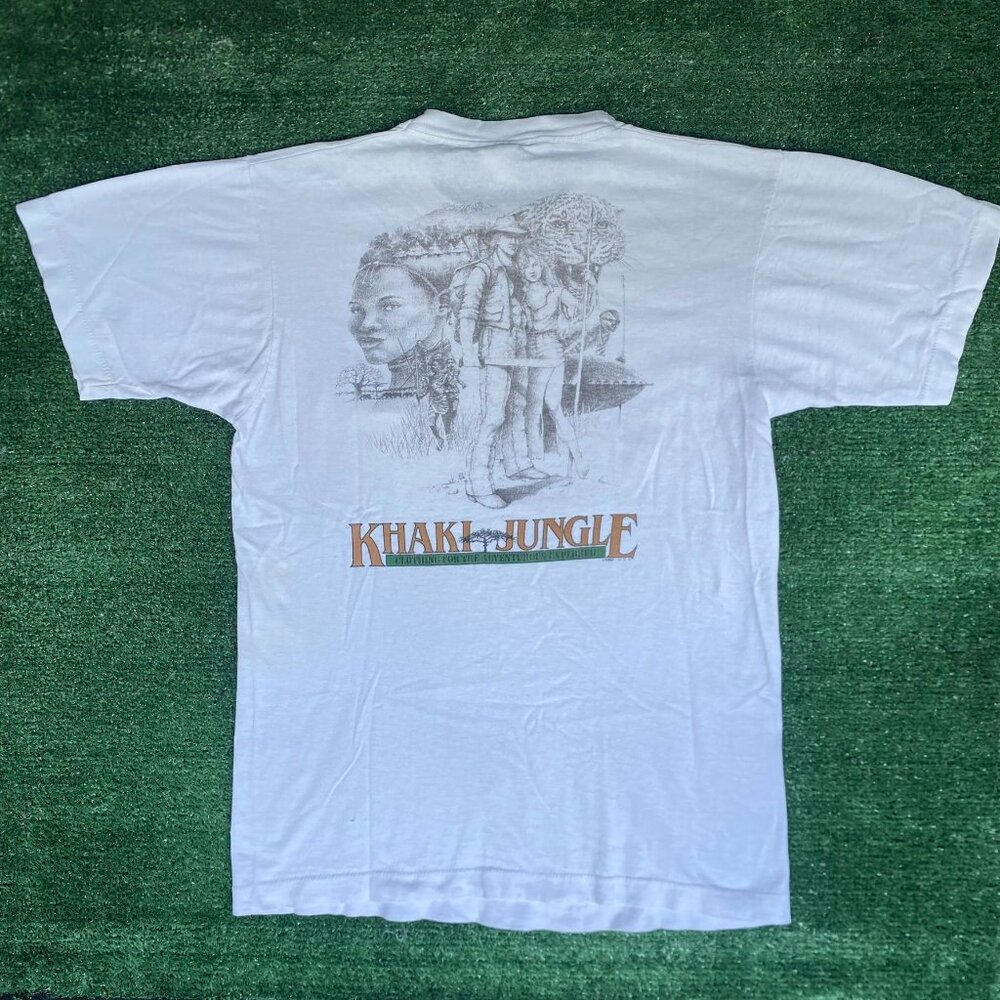 Vintage 90s Khaki Jungle Shirt Safari Wildlife Africa Tee